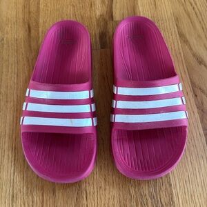 Adidas Pink/White Athletic Slide Sandals, Youth Size 4